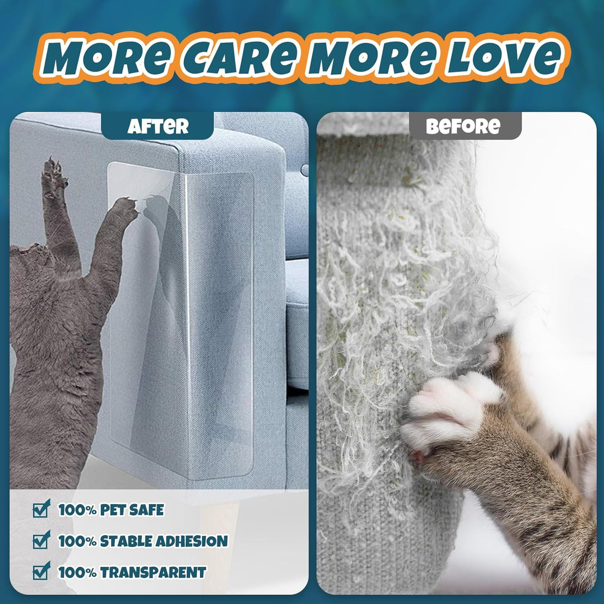 NO PINS Pain Cat Scratch Furniture Protector-12 Pack